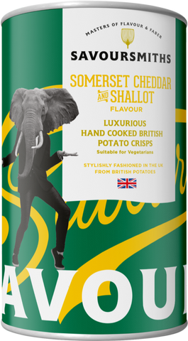 SAVOURSMITHS Somerset Cheddar & Shallot Crisps - Tin 100g (Pack of 12)