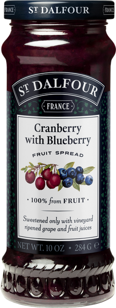 ST DALFOUR Cranberry with Blueberry Fruit Spread 284g (Pack of 6)