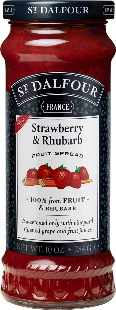 ST DALFOUR Strawberry & Rhubarb Fruit Spread 284g (Pack of 6)