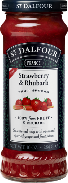 ST DALFOUR Strawberry & Rhubarb Fruit Spread 284g (Pack of 6)