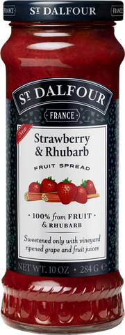 ST DALFOUR Strawberry & Rhubarb Fruit Spread 284g (Pack of 6)