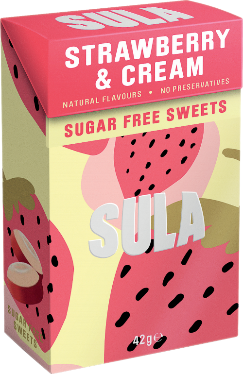 SULA Strawberry & Cream Sweets 42g (Pack of 14)