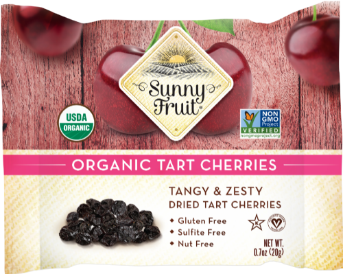 SUNNY FRUIT Organic Dried Tart Cherries 20g (Pack of 12)
