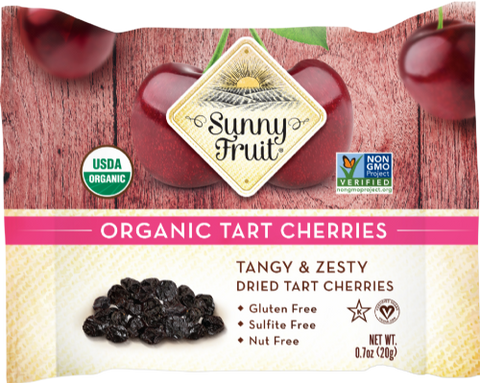 SUNNY FRUIT Organic Dried Tart Cherries 20g (Pack of 12)