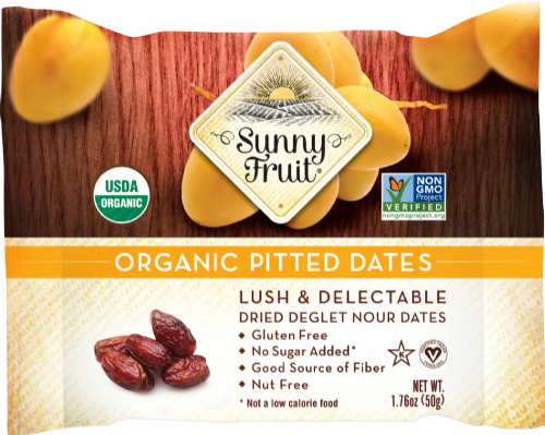 SUNNY FRUIT Organic Dried & Pitted Dates 50g (Pack of 12)