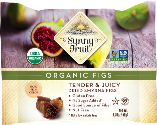 SUNNY FRUIT Organic Dried Figs 50g (Pack of 12)