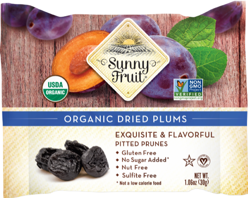 SUNNY FRUIT Organic Dried & Pitted Plums 30g (Pack of 12)