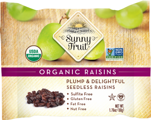 SUNNY FRUIT Organic Seedless Raisins 50g (Pack of 12)
