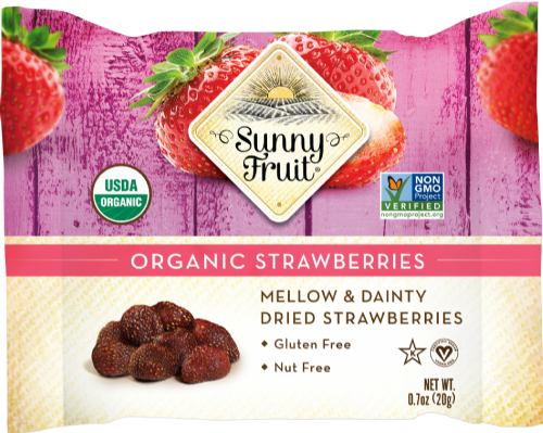SUNNY FRUIT Organic Dried Strawberries 20g (Pack of 12)