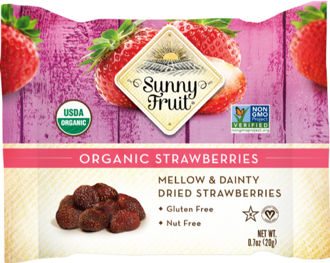 SUNNY FRUIT Organic Dried Strawberries 20g (Pack of 12)