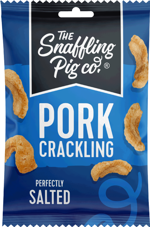 SNAFFLING PIG Pork Crackling - Perfectly Salted 40g (Pack of 12)