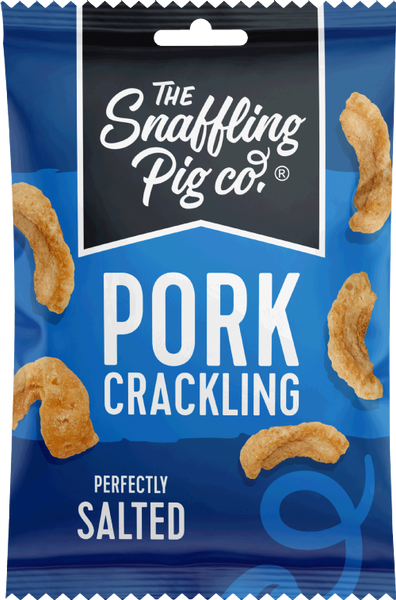SNAFFLING PIG Pork Crackling - Perfectly Salted 40g (Pack of 12)