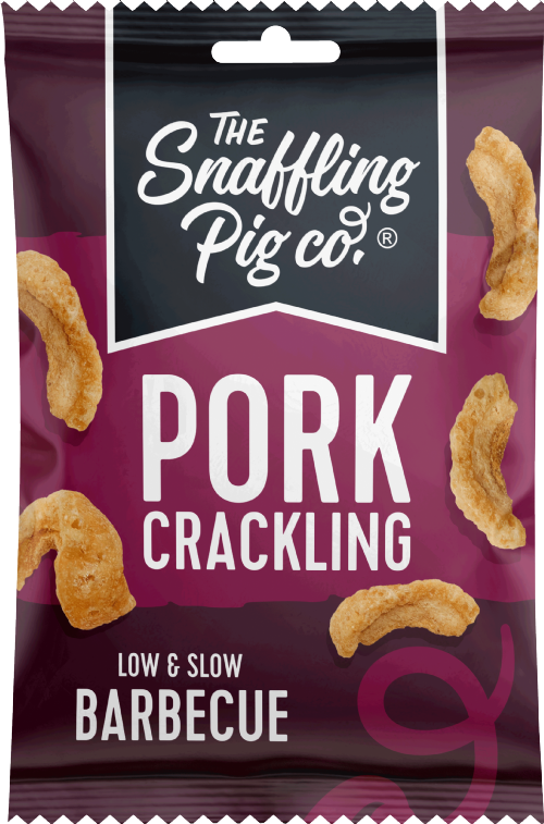 SNAFFLING PIG Pork Crackling - Low & Slow BBQ 40g (Pack of 12)