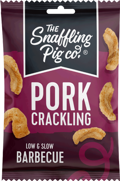 SNAFFLING PIG Pork Crackling - Low & Slow BBQ 40g (Pack of 12)
