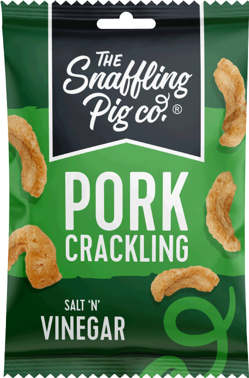 SNAFFLING PIG Pork Crackling - Salt 'n' Vinegar 40g (Pack of 12)
