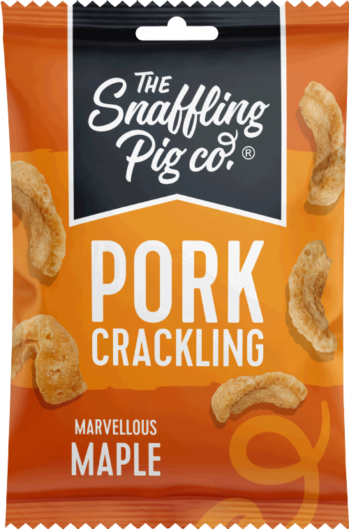 SNAFFLING PIG Pork Crackling - Marvellous Maple 40g (Pack of 12)