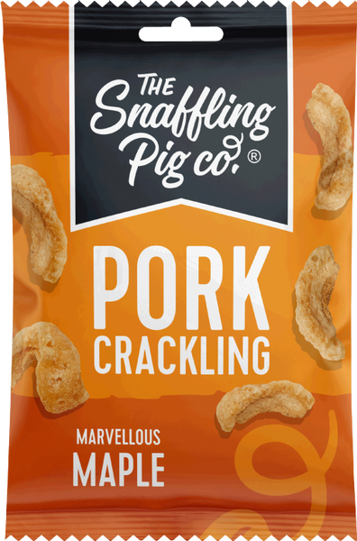 SNAFFLING PIG Pork Crackling - Marvellous Maple 40g (Pack of 12)