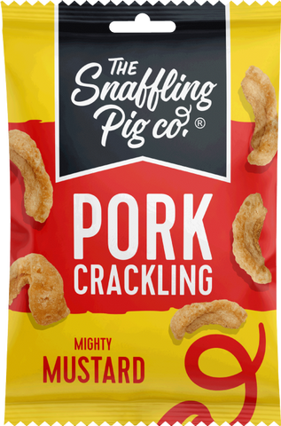 SNAFFLING PIG Pork Crackling - Mighty Mustard 40g (Pack of 12)