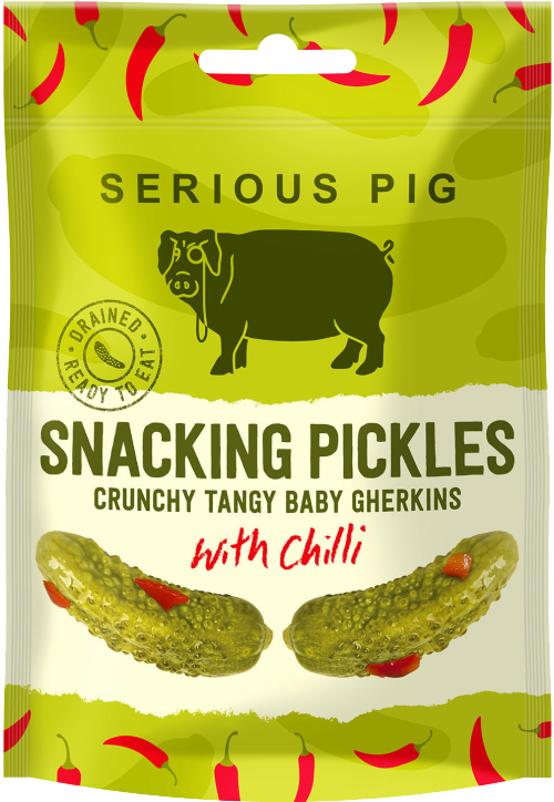 SERIOUS PIG Snacking Pickles with Chilli 40g (Pack of 24)