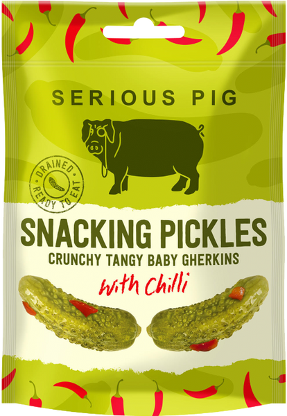 SERIOUS PIG Snacking Pickles with Chilli 40g (Pack of 24)