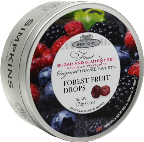 SIMPKINS Sugar Free Forest Fruit Drops 175g (Pack of 6)