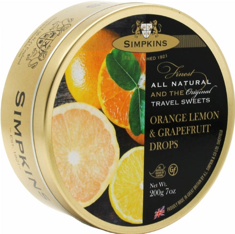 SIMPKINS Orange, Lemon & Grapefruit Travel Sweets 200g (Pack of 6)