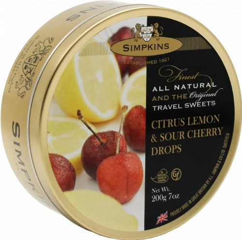 SIMPKINS Citrus Lemon & Sour Cherry Travel Sweets 200g (Pack of 6)