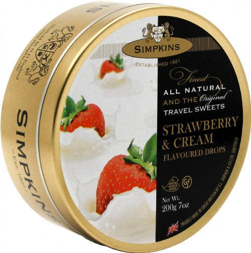 SIMPKINS Strawberry & Cream Travel Sweets 200g (Pack of 6)