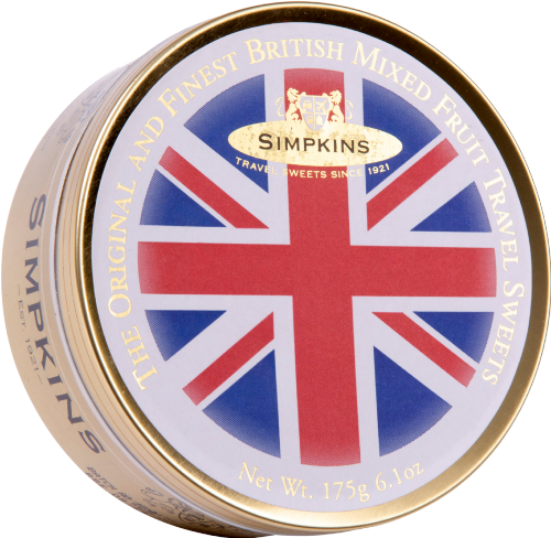 SIMPKINS Mixed Fruit Drops - Union Jack Tin 175g (Pack of 6)