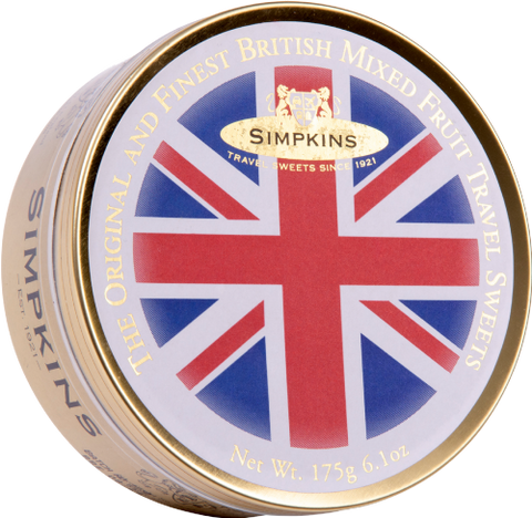 SIMPKINS Mixed Fruit Drops - Union Jack Tin 175g (Pack of 6)