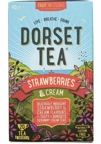 DORSET TEA Strawberries & Cream - 20 Sachets (Pack of 4)