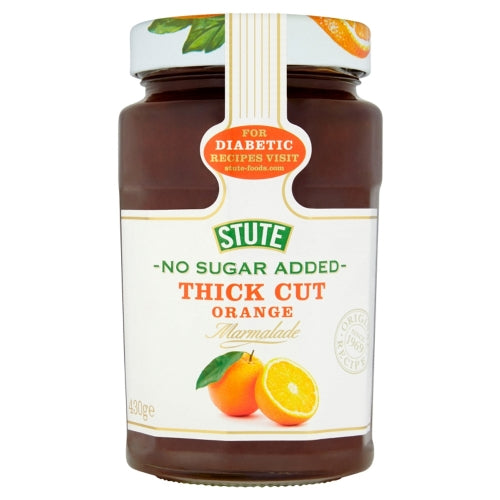 STUTE No Sugar Added Thick Cut Orange Marmalade 430g (Pack of 6)