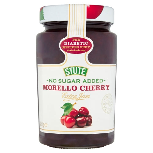 STUTE No Sugar Added Morello Cherry Jam 430g (Pack of 6)