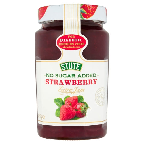 STUTE No Sugar Added Strawberry Jam 430g (Pack of 6)