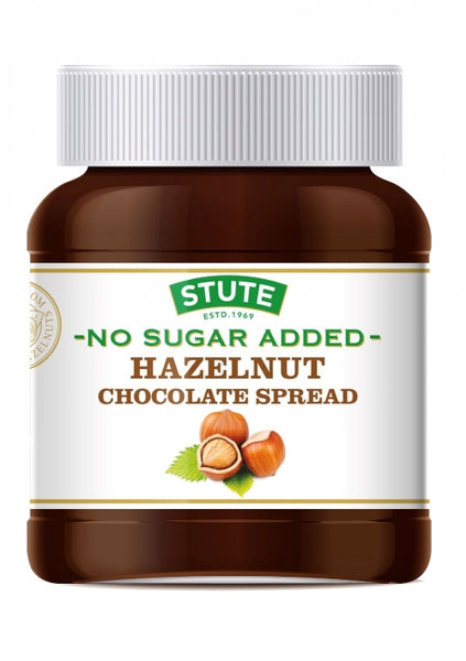 STUTE Hazelnut Chocolate Spread - No Sugar Added 350g (Pack of 6)