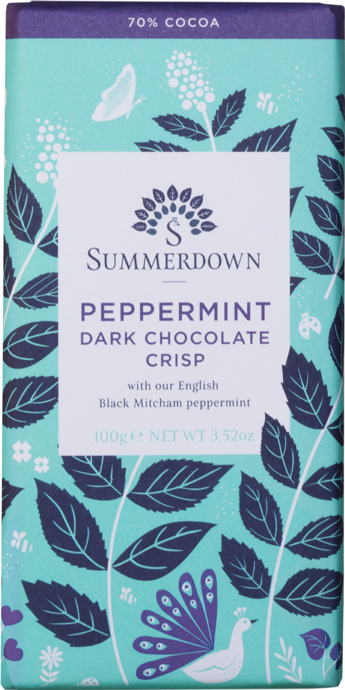 SUMMERDOWN Peppermint Dark Chocolate Crisp Bar 100g (Pack of 12)