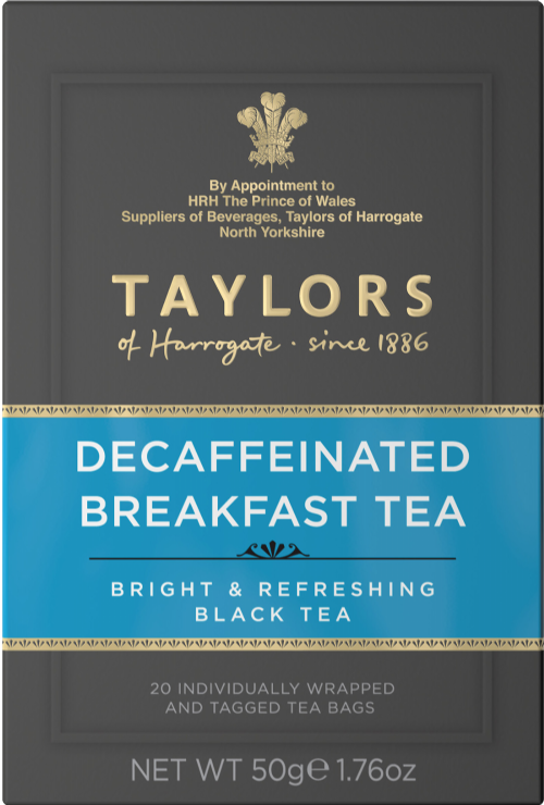 TAYLORS Decaffeinated Breakfast Tea - 20 Teabags 50g (Pack of 6)