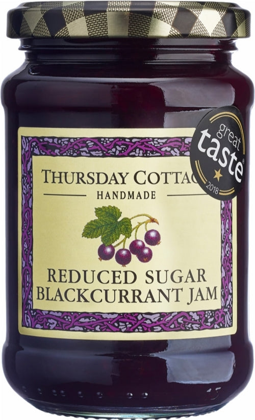 THURSDAY COTTAGE Blackcurrant Jam - Reduced Sugar 315g (Pack of 6)