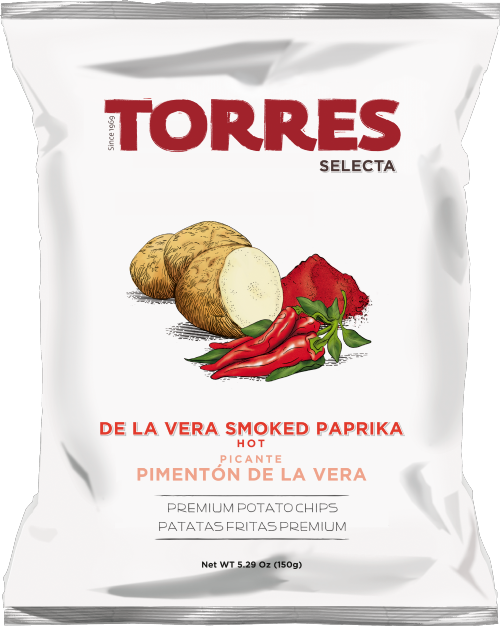 TORRES De La Vera Paprika Hot Premium Potato Chips 150g (Pack of 15)