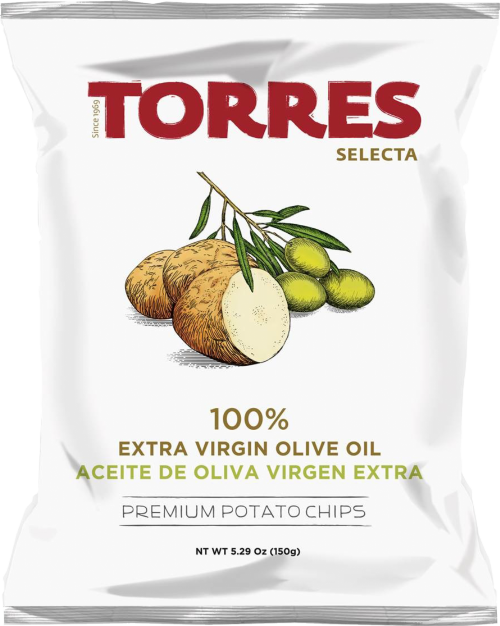 TORRES 100% Extra Virgin Olive Oil Premium Potato Chips 125g (Pack of 15)