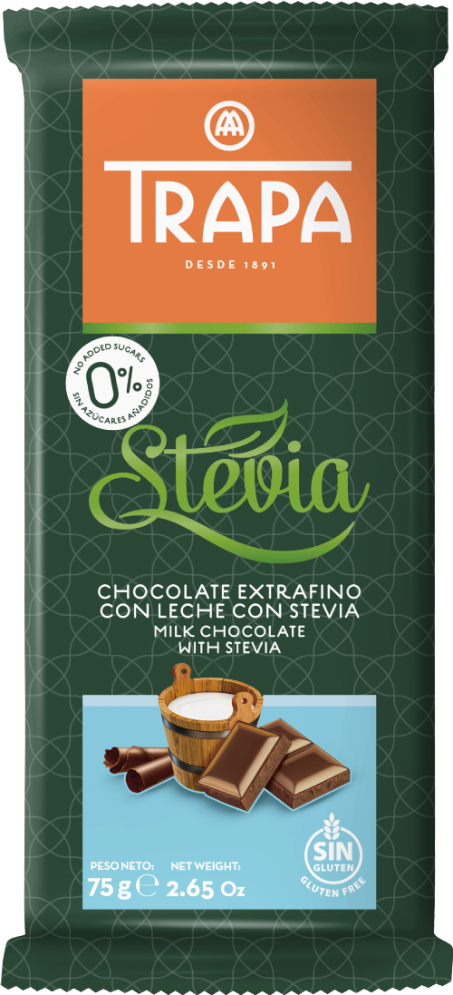TRAPA Milk Chocolate with Stevia 75g (Pack of 20)
