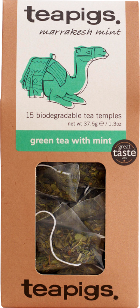 TEAPIGS 15 Green Tea with Mint 37.5g (Pack of 6)