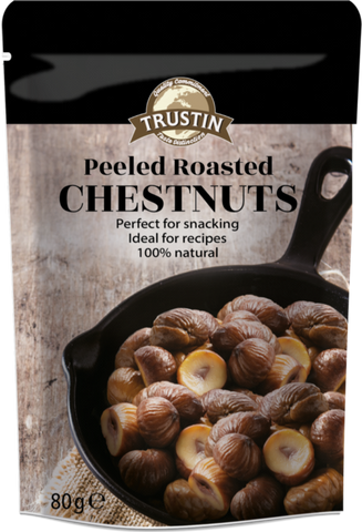 TRUSTIN Peeled Roasted Chestnuts 80g (Pack of 12)