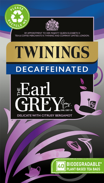 TWININGS Decaffeinated Earl Grey Teabags 40's (Pack of 4)