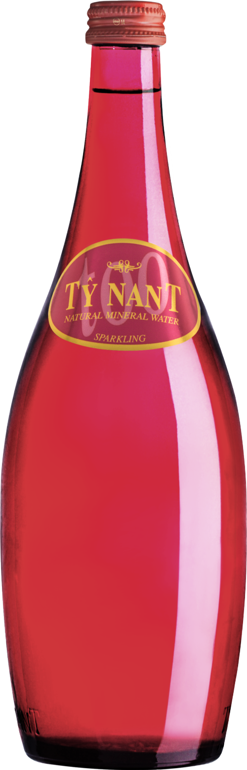 TY NANT Natural Mineral Water Sparkling - Red Glass 75cl (Pack of 12)