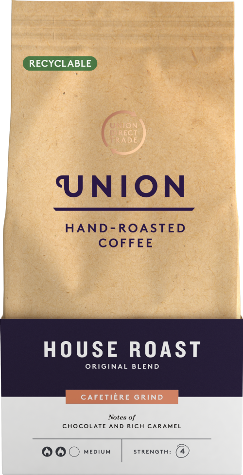 UNION Hand-Roasted Coffee House Roast - Cafetiere Grind 200g (Pack of 6)