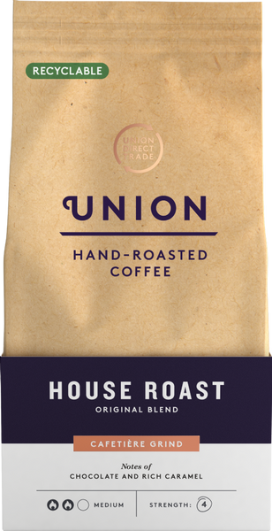 UNION Hand-Roasted Coffee House Roast - Cafetiere Grind 200g (Pack of 6)