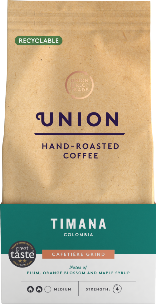 UNION Hand-Roasted Coffee Ground Timana Colombia 200g (Pack of 6)