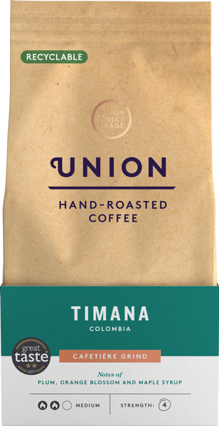 UNION Hand-Roasted Coffee Ground Timana Colombia 200g (Pack of 6)