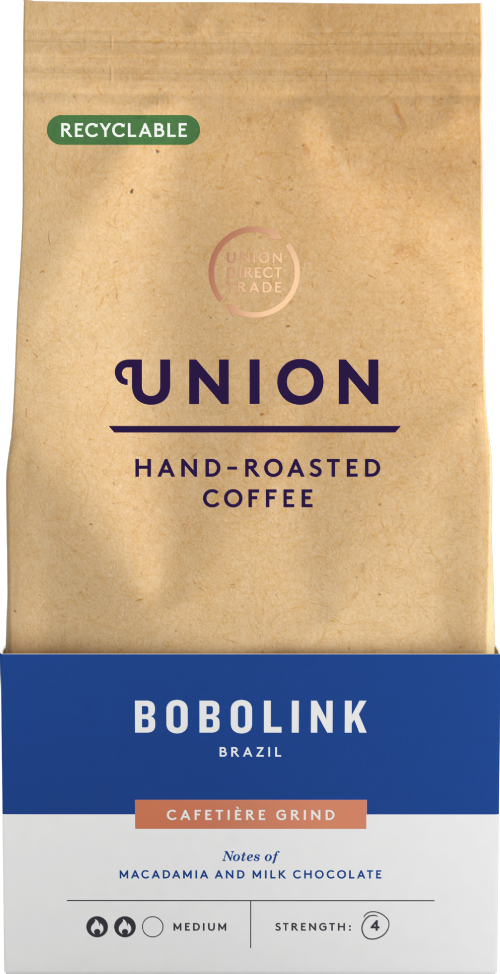 UNION Hand-Roasted Coffee Bobolink Brazil - Cafetiere 200g (Pack of 6)